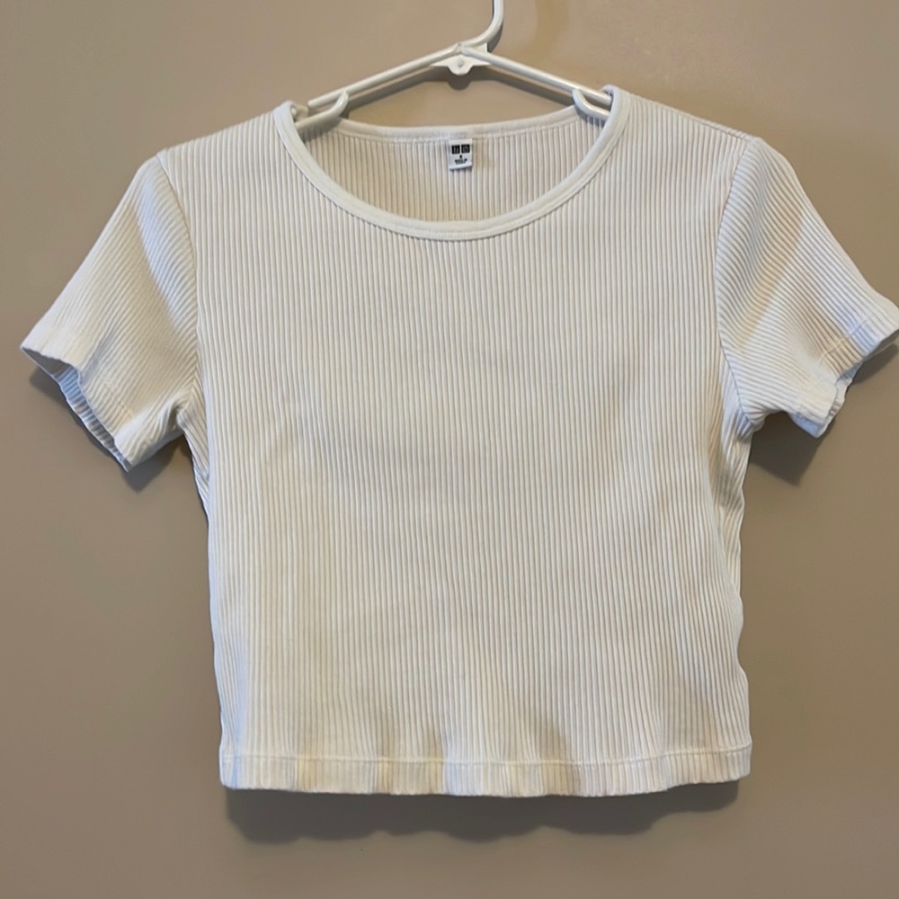 Ribbed Cropped Short-Sleeve T-Shirt Uniqlo XS